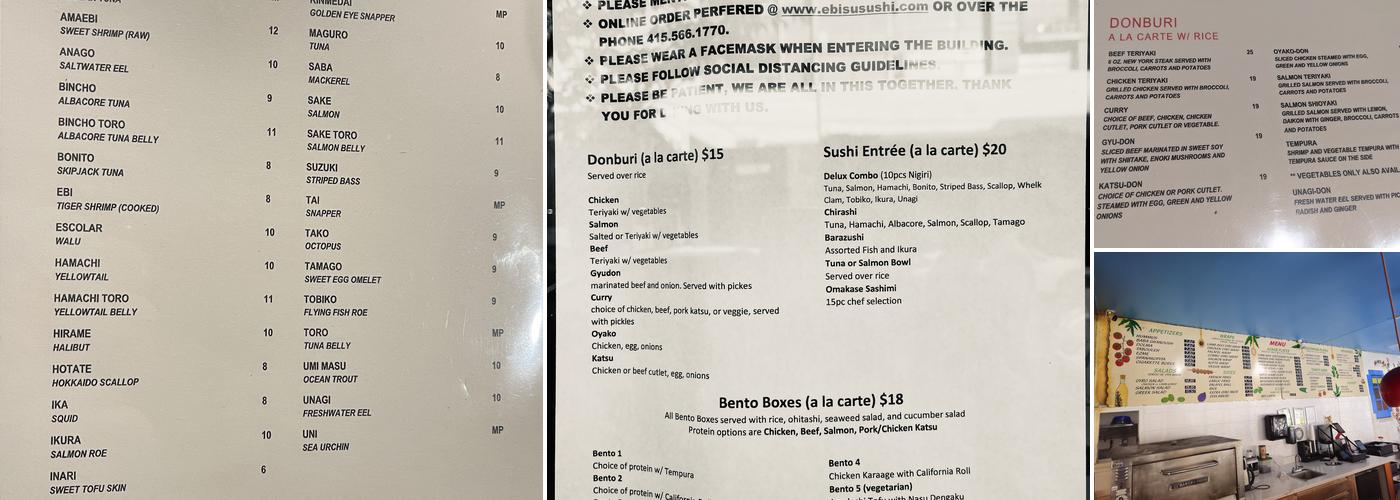 Ebisu Restaurant Menu