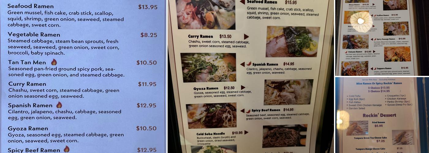 Rockin' Ramen Menu