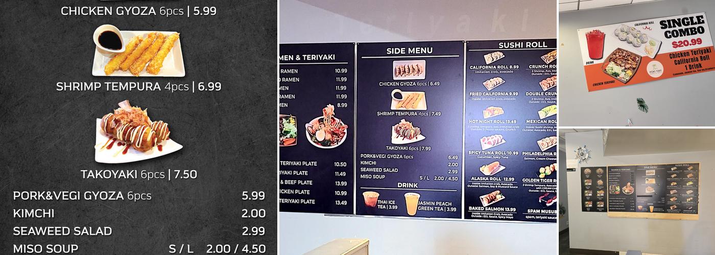 Poki Yaki Menu