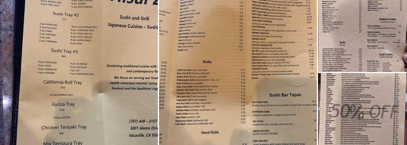 Hisui 2 Menu