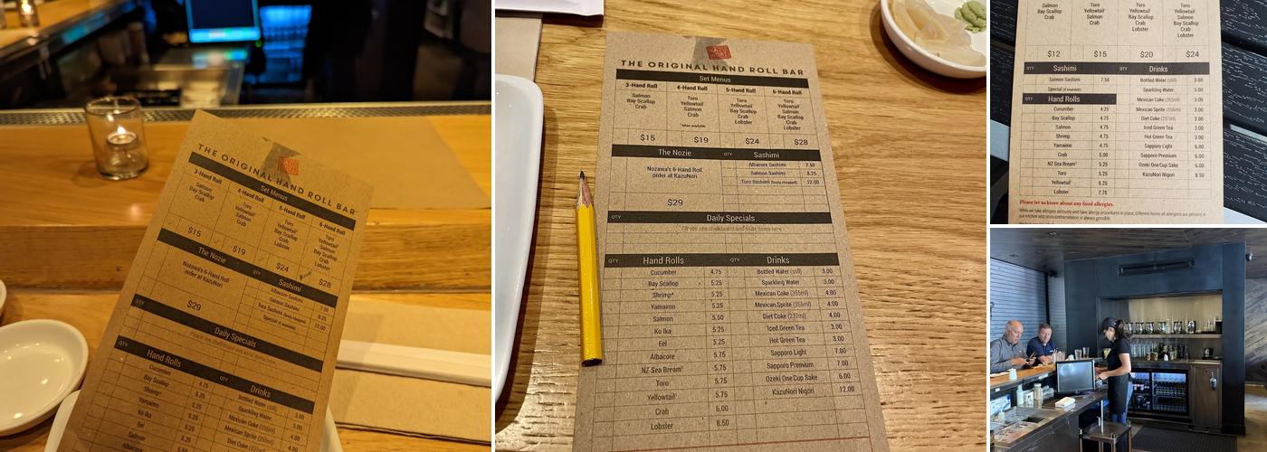 KazuNori: The Original Hand Roll Bar Menu