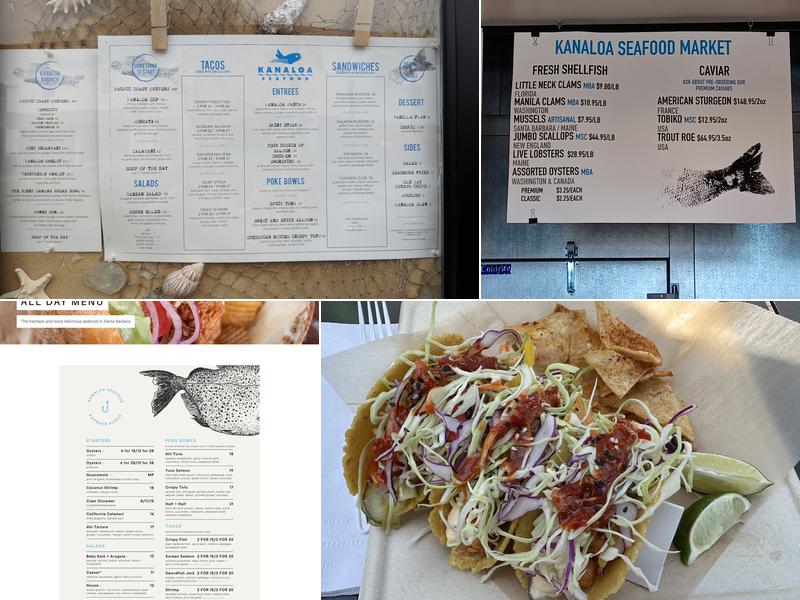 Kanaloa Seafood Menu