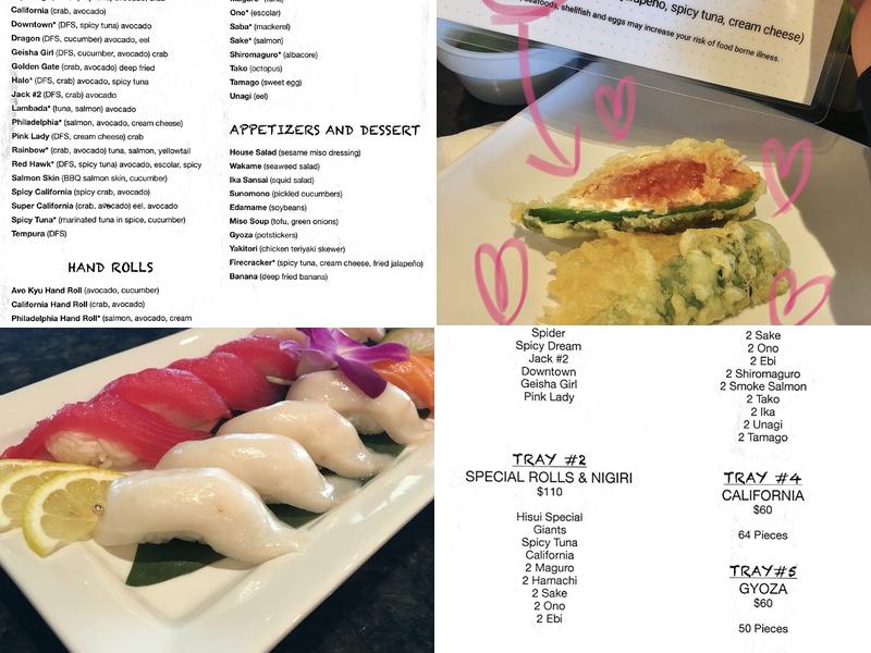 Hisui Sushi Menu