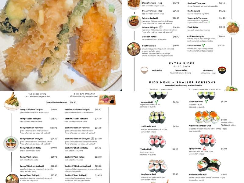 Sato Japanese Cuisine Menu