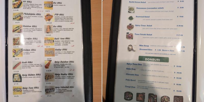 Sachi Japanese Cuisine Menu