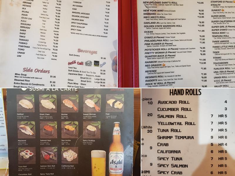 Samurai Sushi Menu