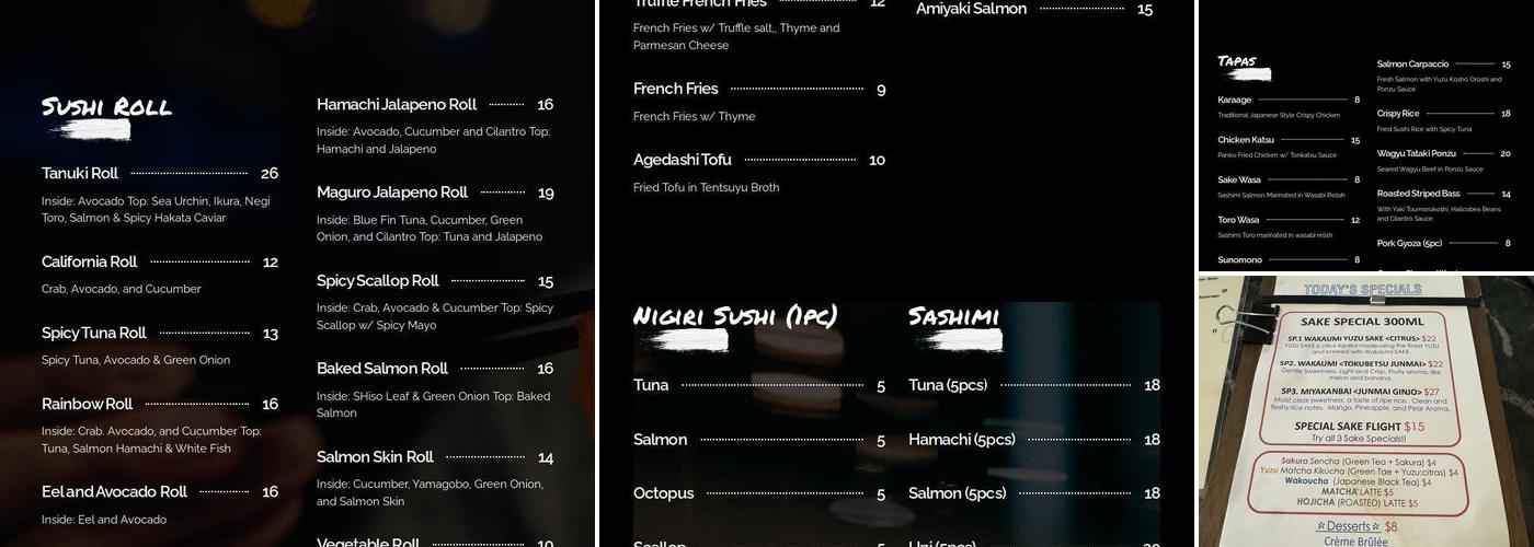 Tanuki Menu