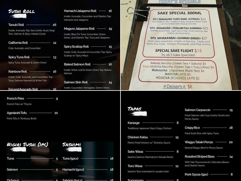 Tanuki Menu