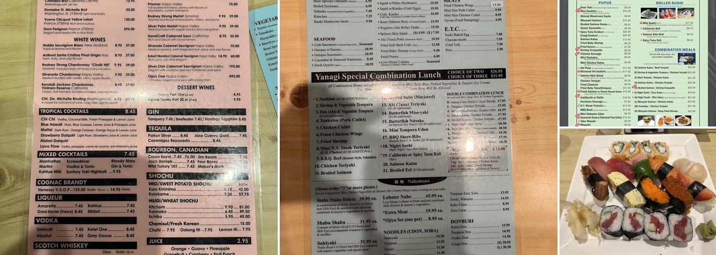 Yanagi Sushi Menu