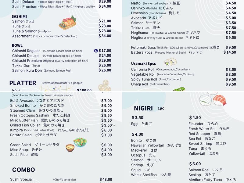 Sushi You Menu