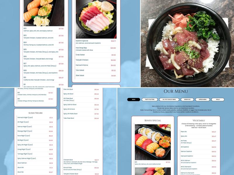 Ahi and Vegetable - Kapalama Menu