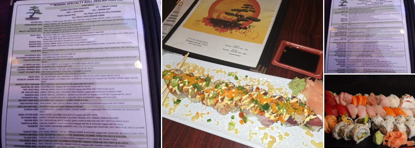 Bonsai Sushi Menu