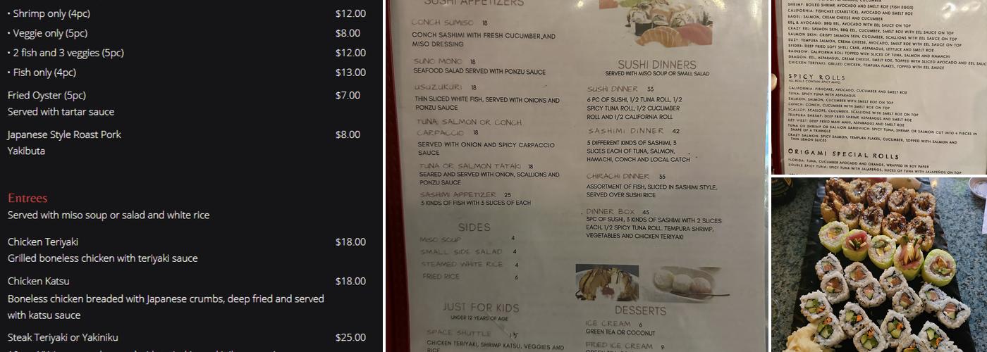 Origami Sushi Bar Menu