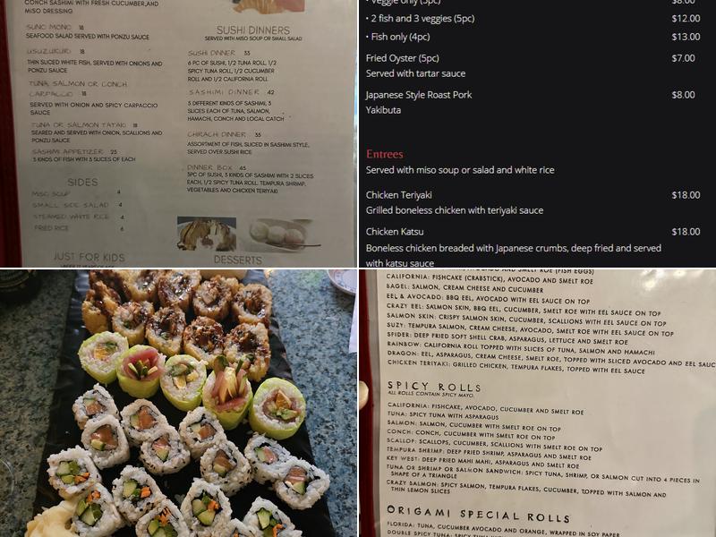 Origami Sushi Bar Menu