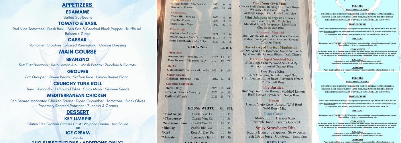 Fish Restaurant Menu
