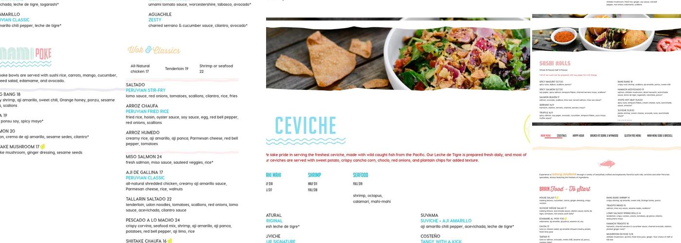 SuViche – Sushi and Ceviche Menu