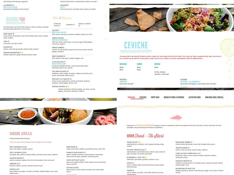 SuViche – Sushi and Ceviche Menu