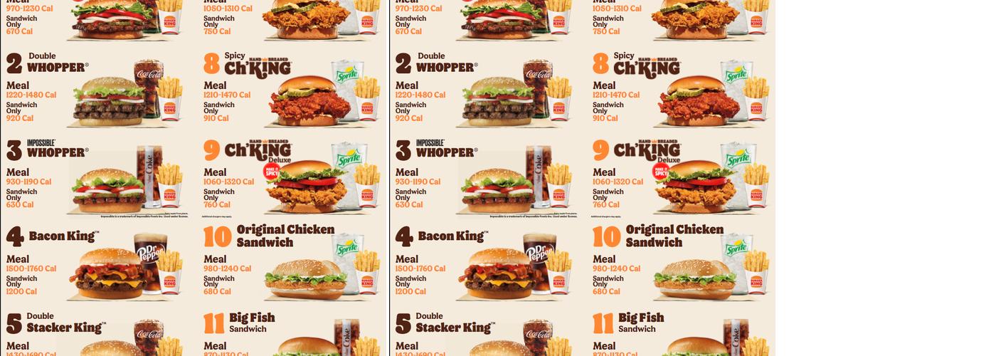 Burger King Menu