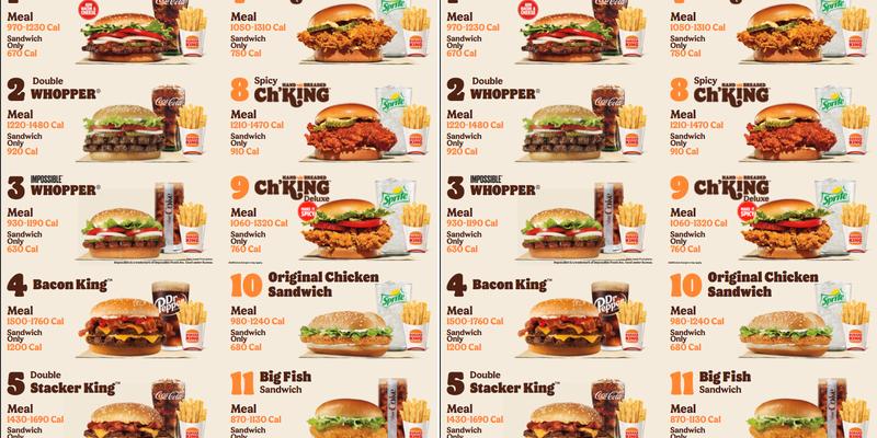 Burger King Menu