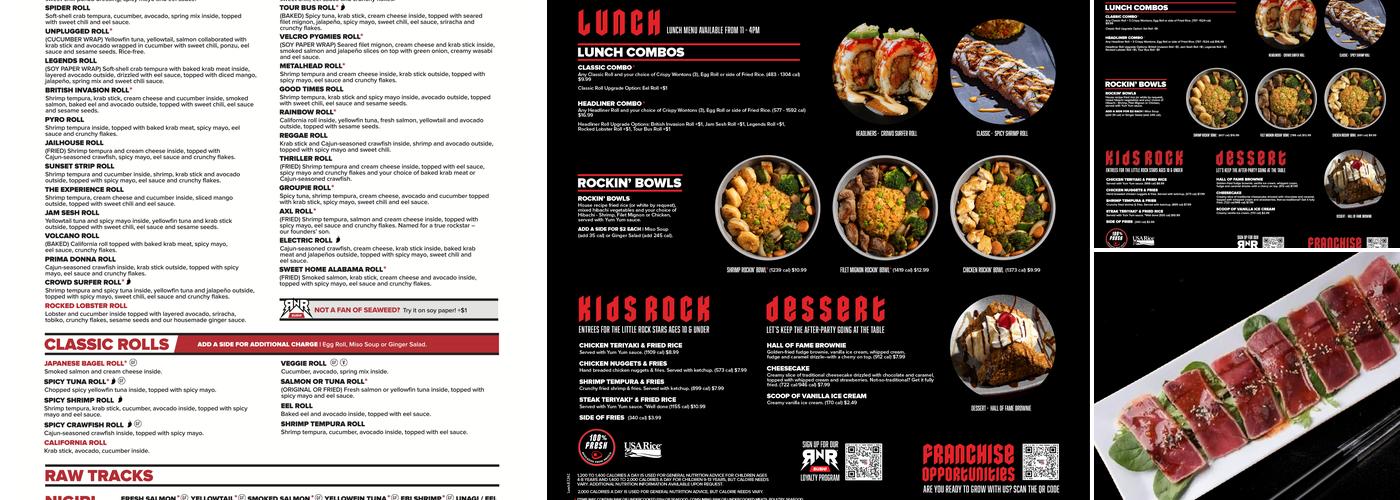 Rock N Roll Sushi Menu