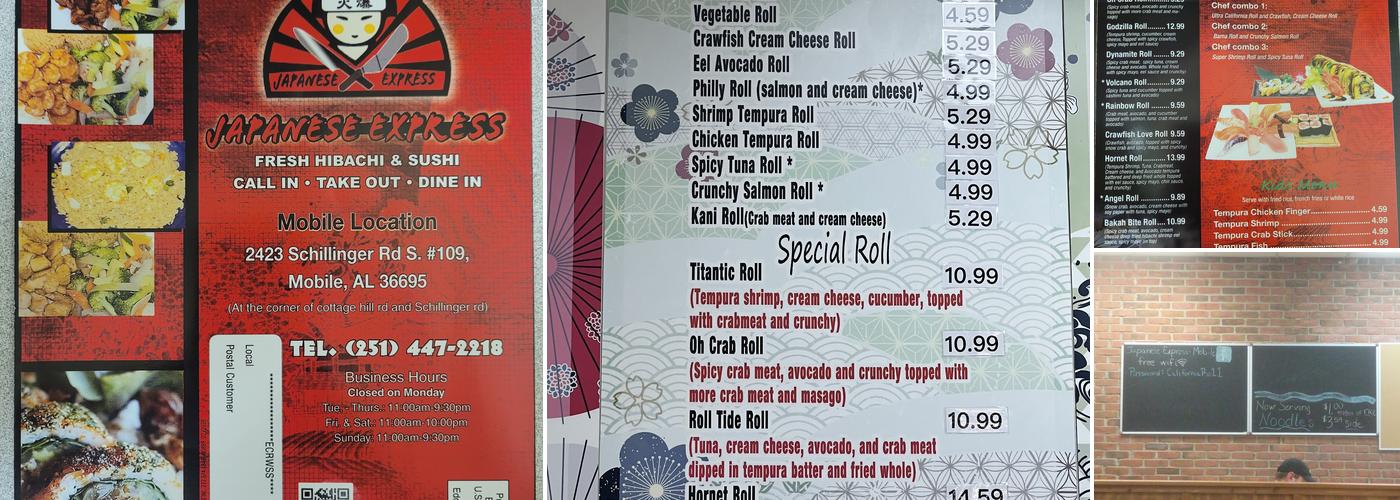 Japanese Express Menu