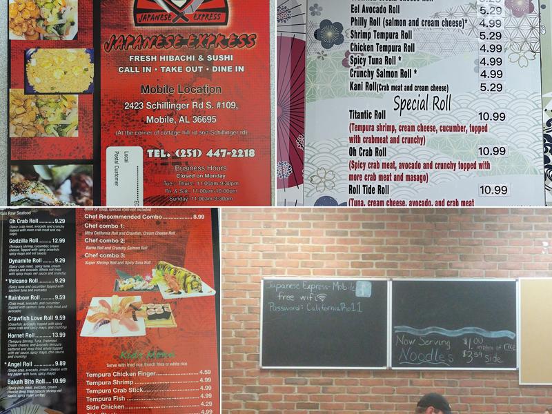 Japanese Express Menu