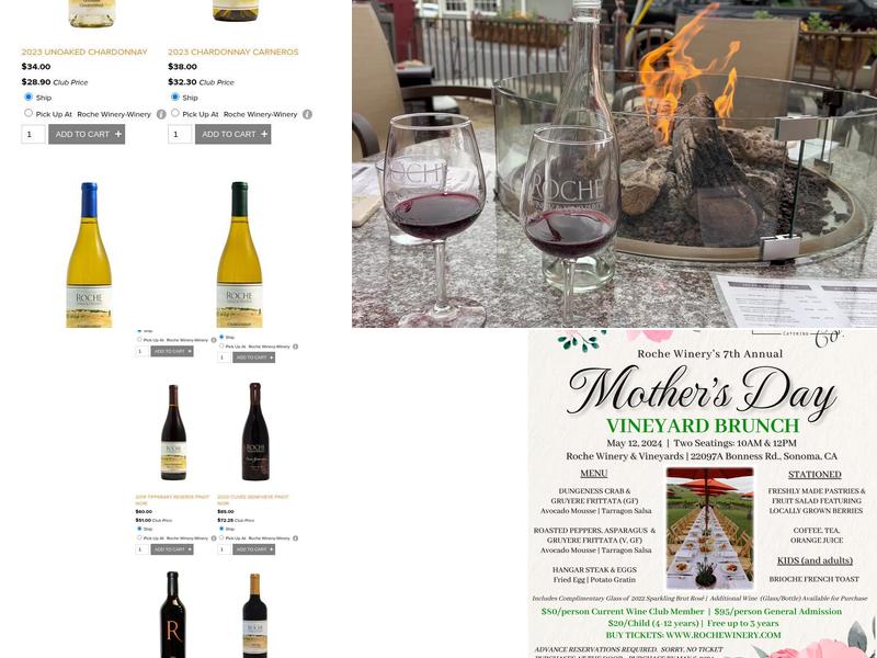 Roche Winery Downtown Menu
