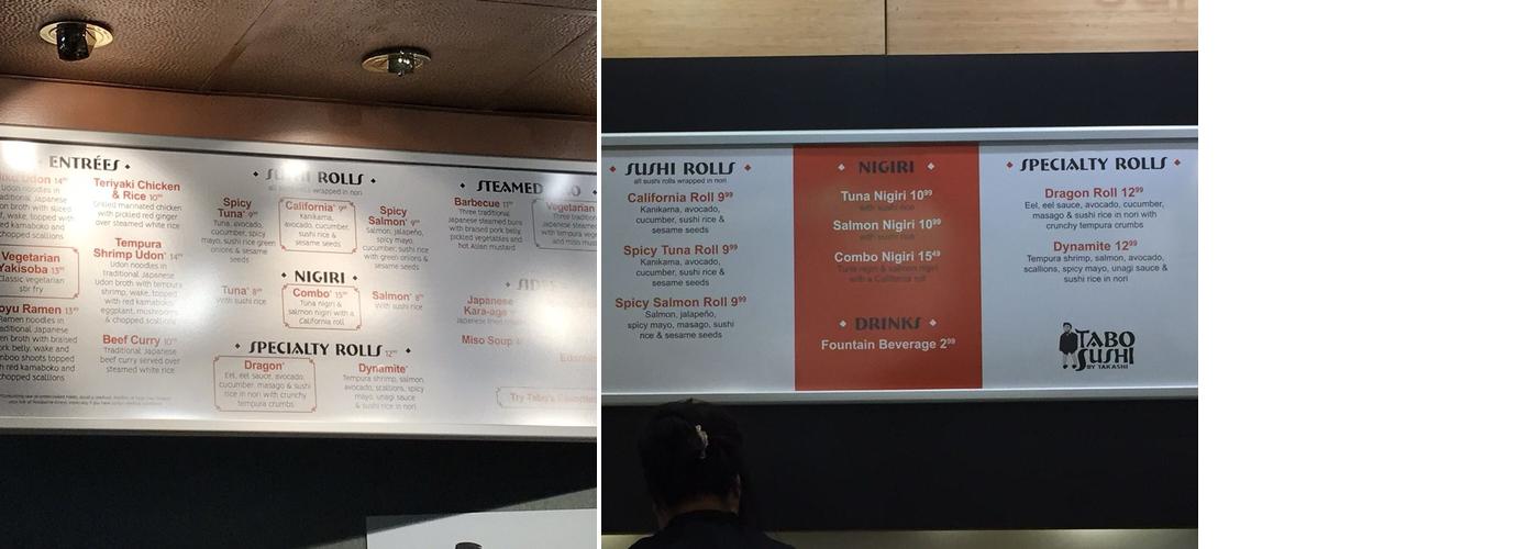 Tabo Sushi Menu