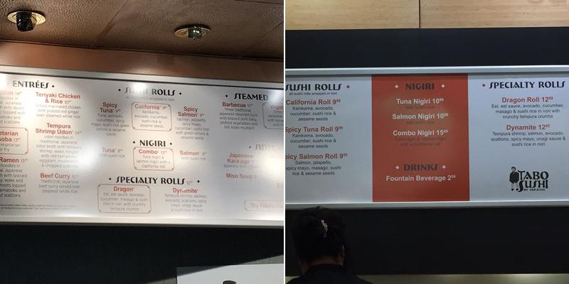 Tabo Sushi Menu