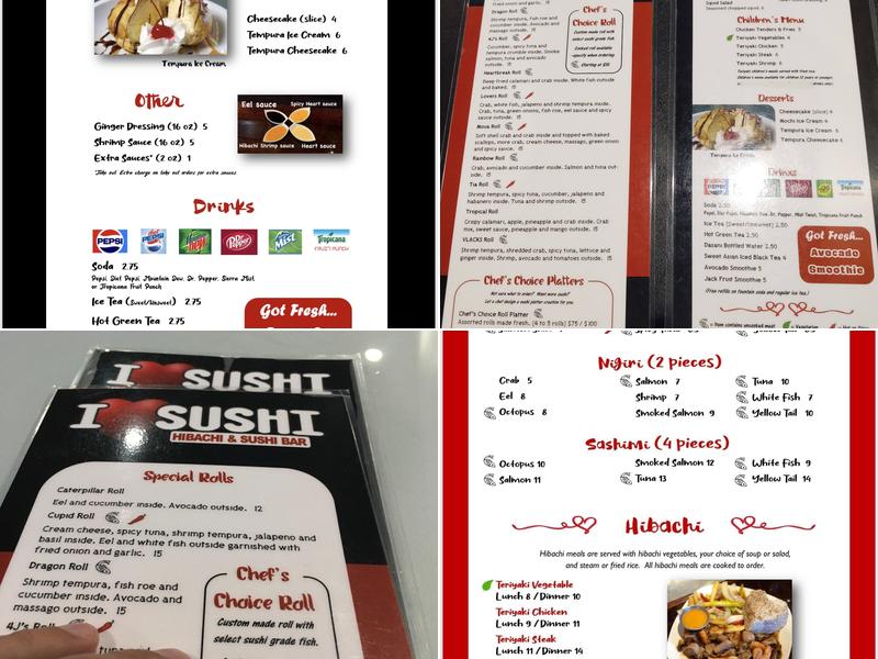 I Heart Sushi Menu
