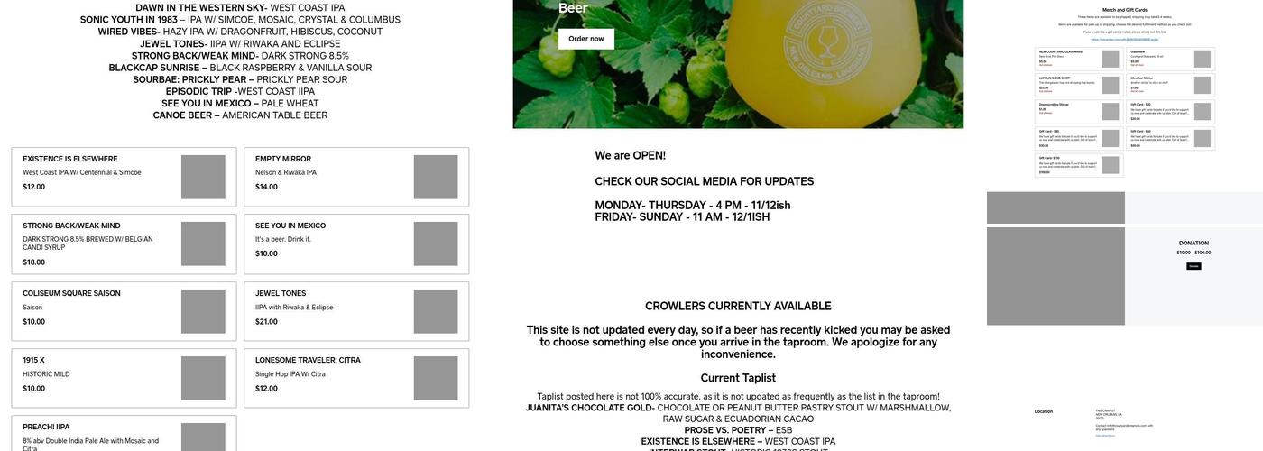 The Courtyard Brewery Menu