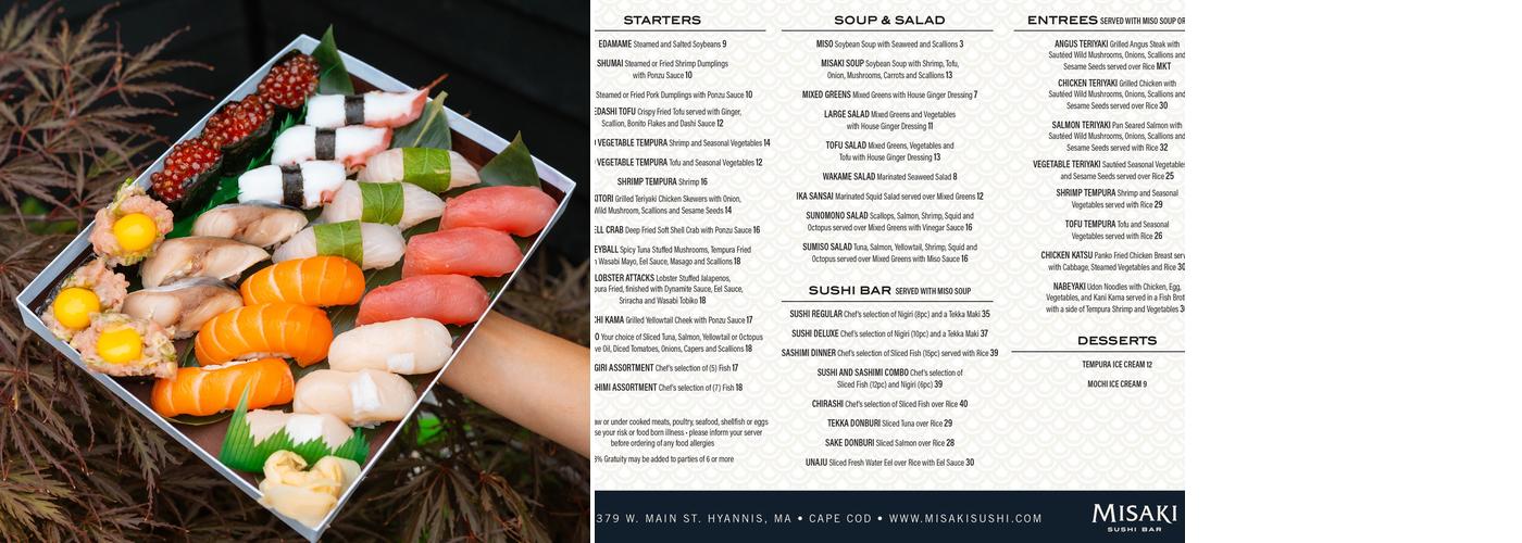 Misaki Sushi Menu