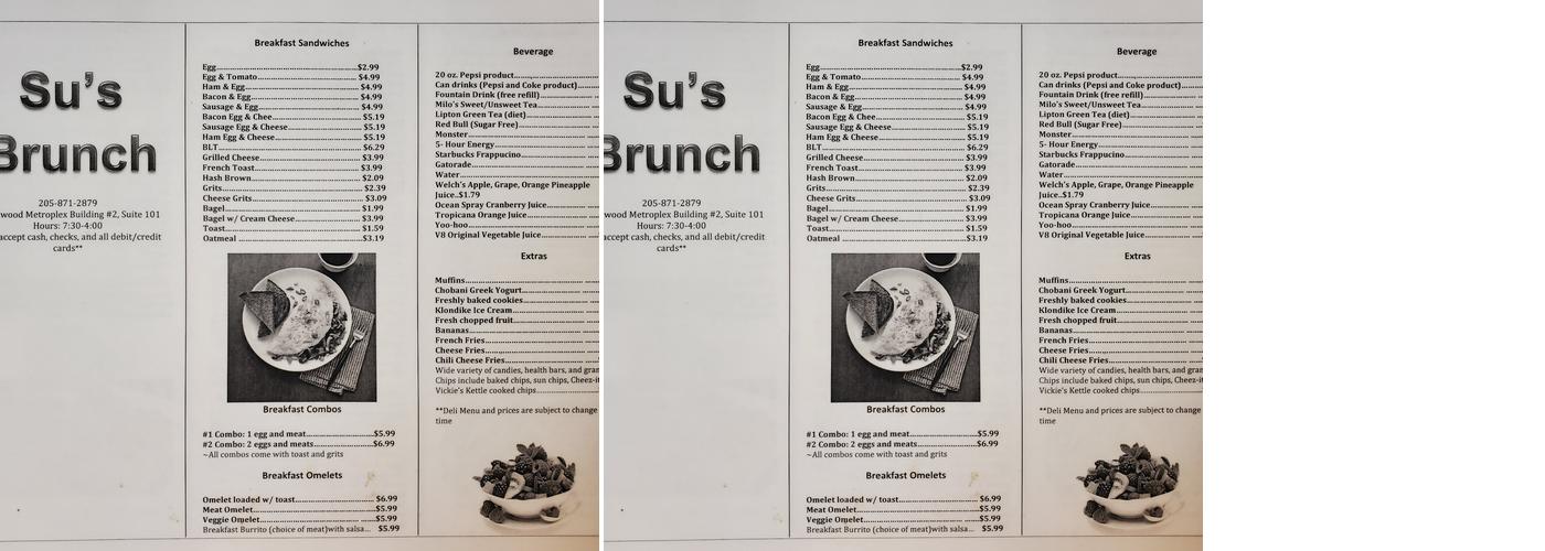 Su's Brunch Menu