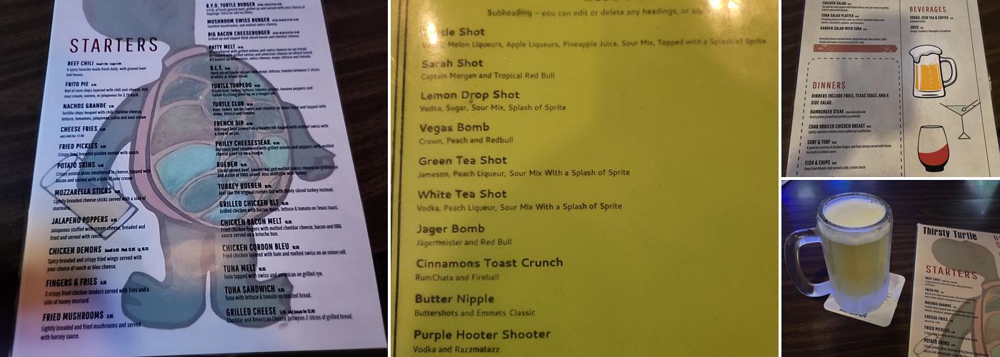 Thirsty Turtle Menu