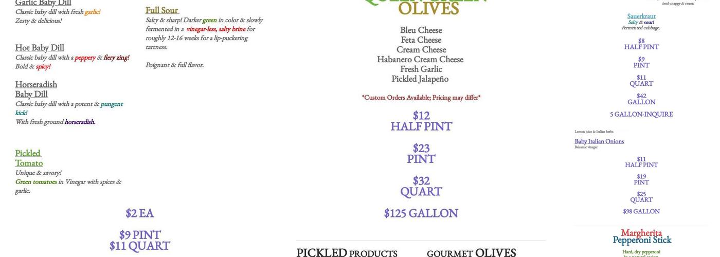 Mr. And Mrs. Pickle Menu