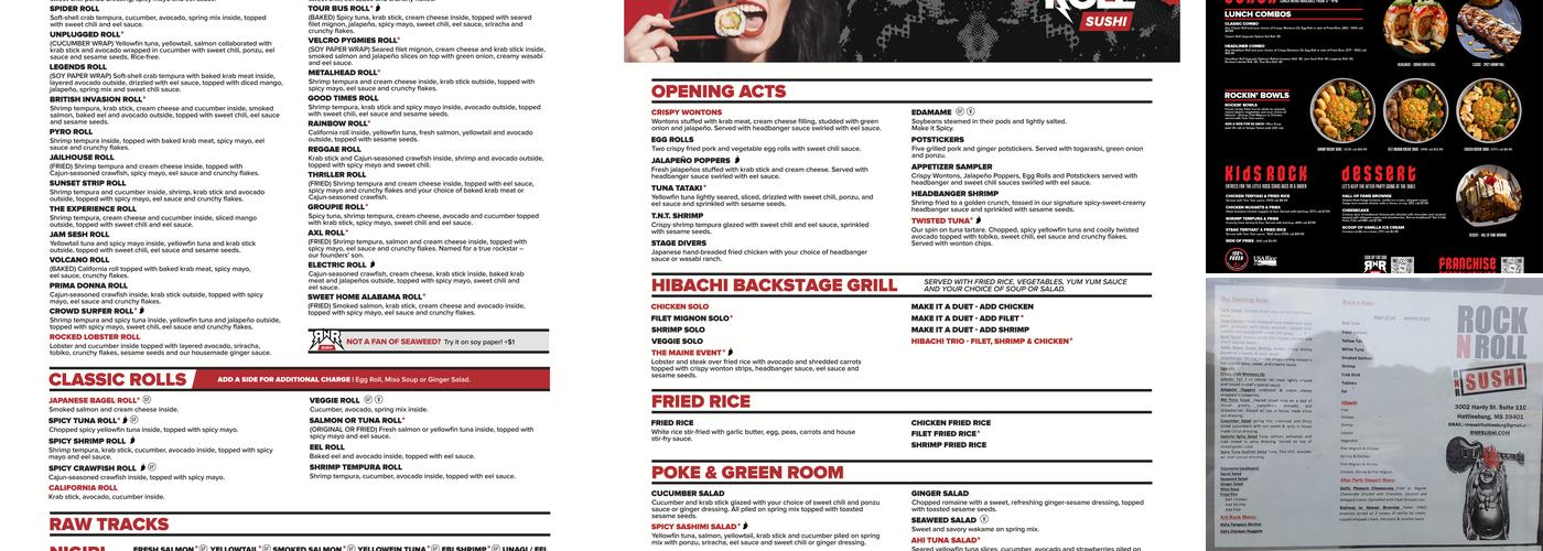 Rock N Roll Sushi Menu