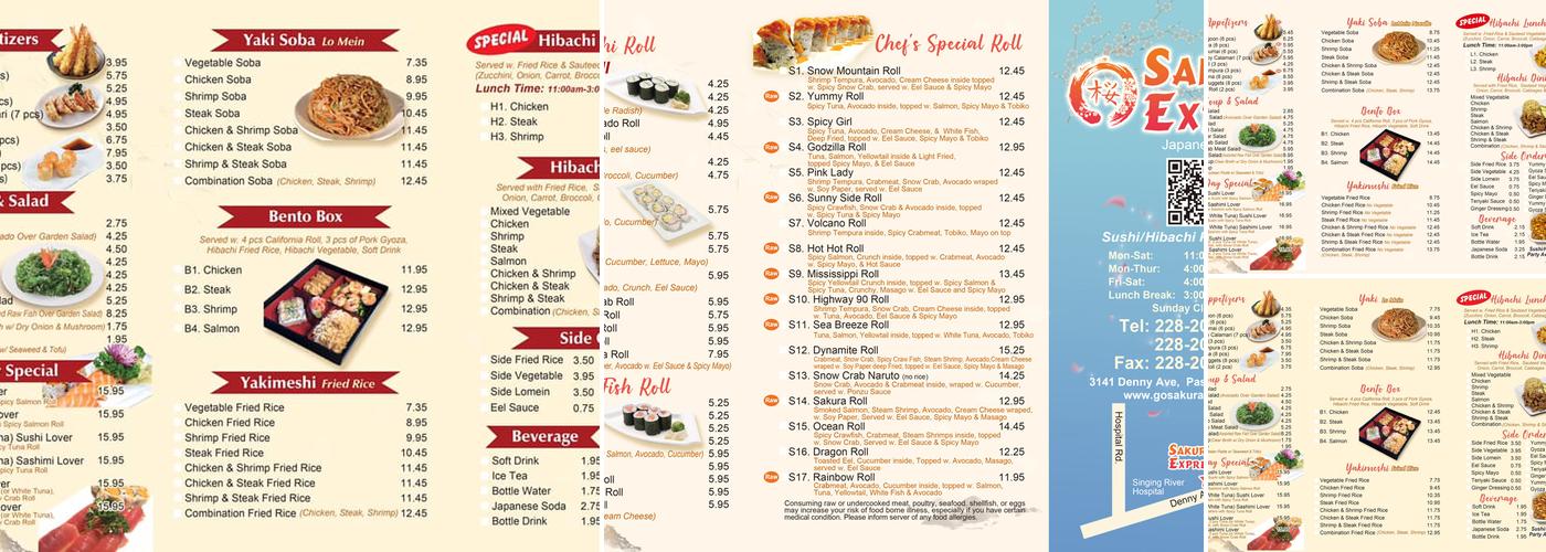 Sakura Express Menu