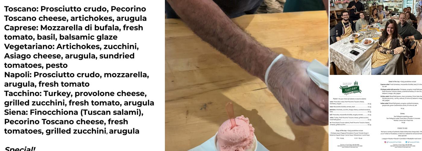 Tuscany At Your Table Menu