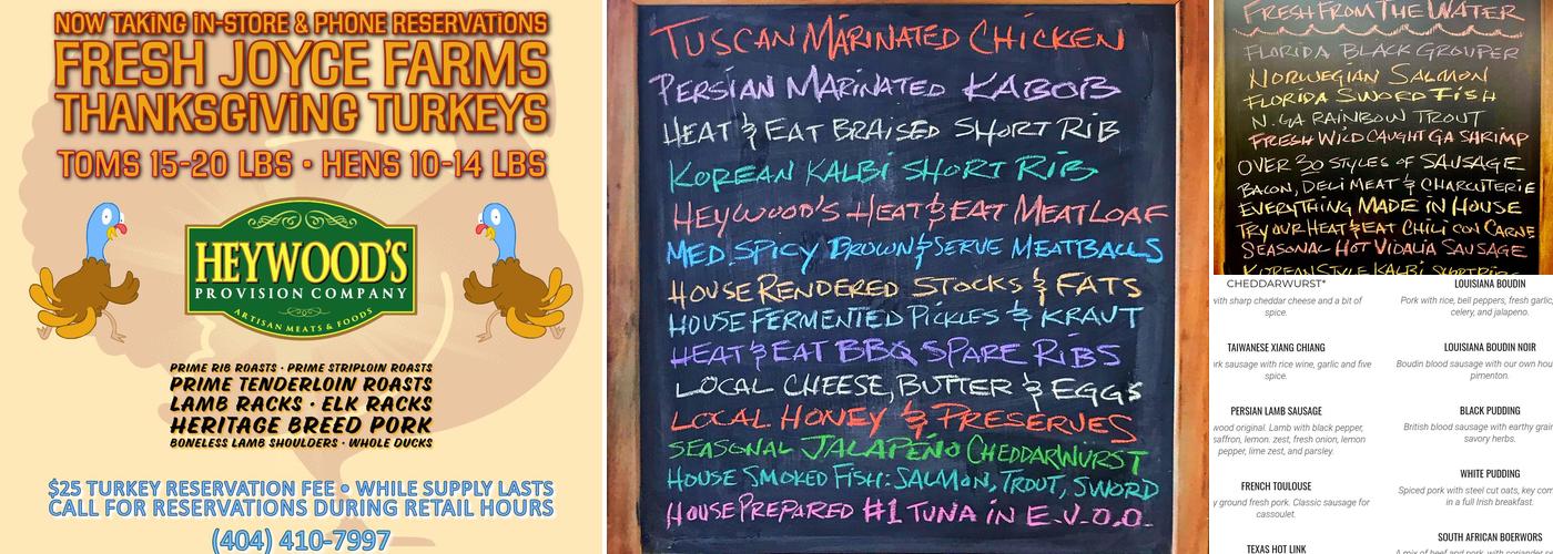 Heywoods Provision Company Menu