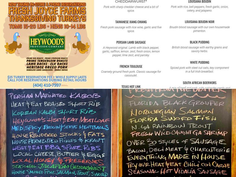 Heywoods Provision Company Menu