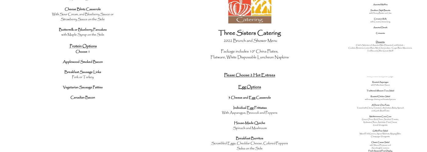 Three Sisters Catering Menu