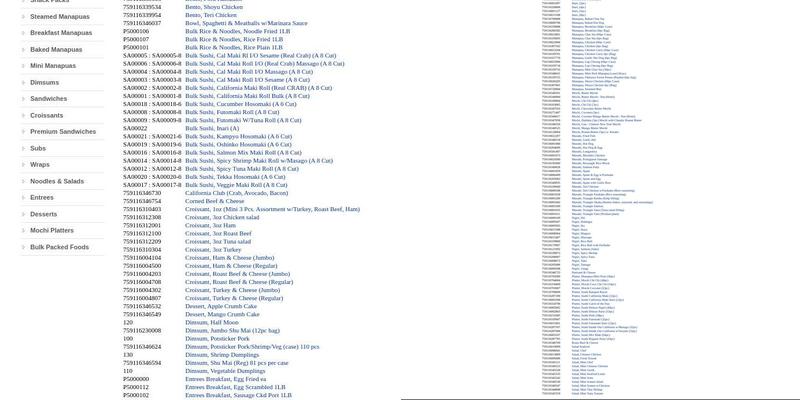 Sushi Chef Foods Menu