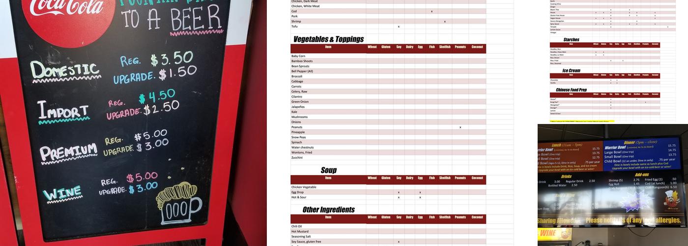 Blazin' Mongolian BBQ Menu