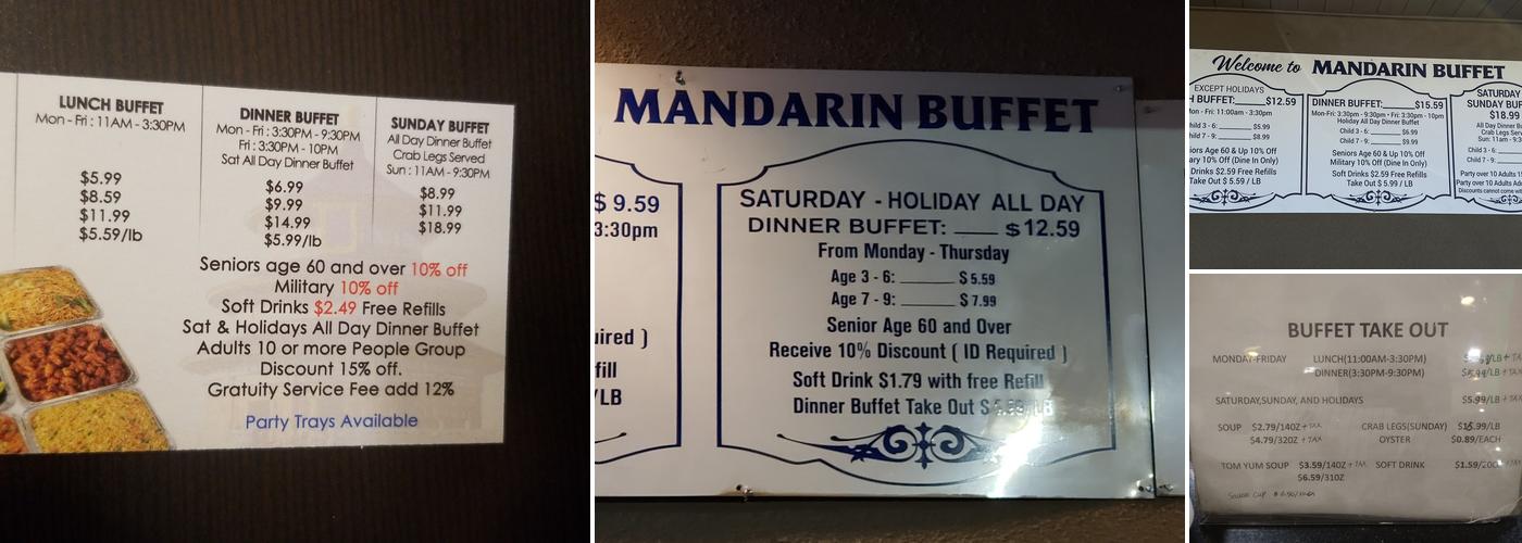 Mandarin Super Buffet Menu