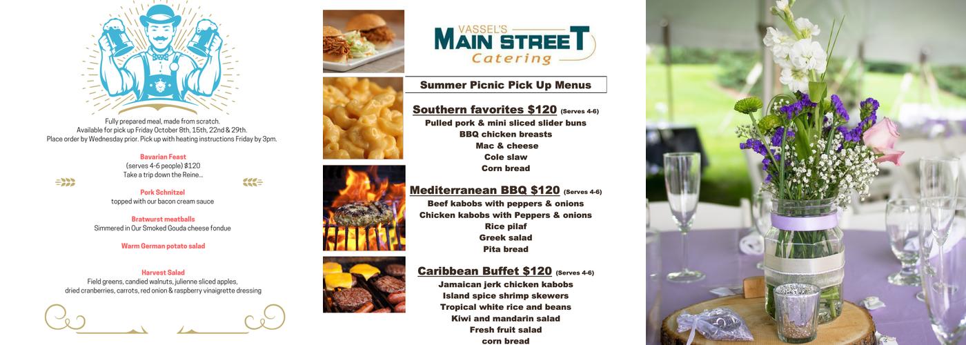 Vassel's Main Street Catering Menu