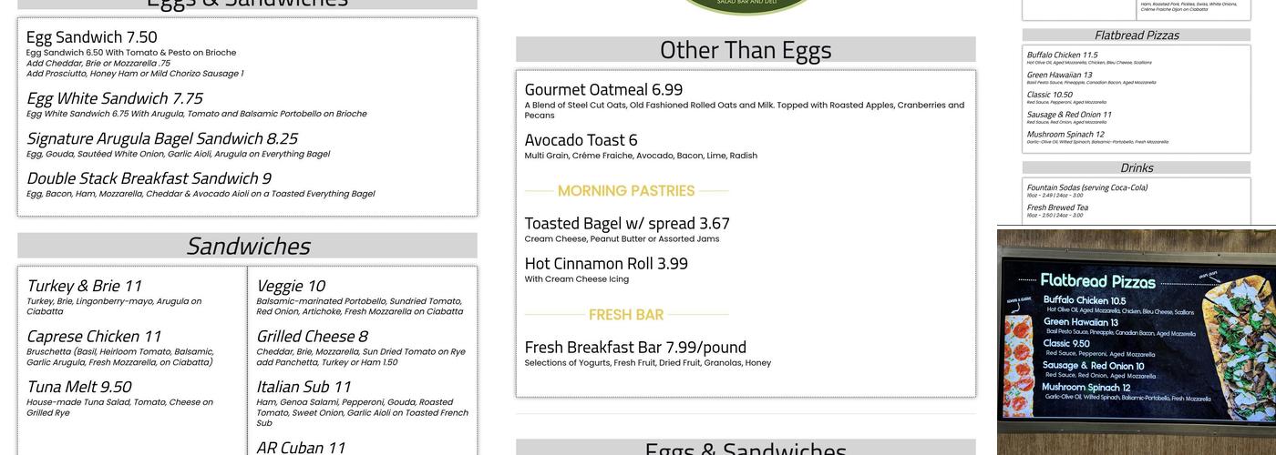 Arugula & Rye Menu