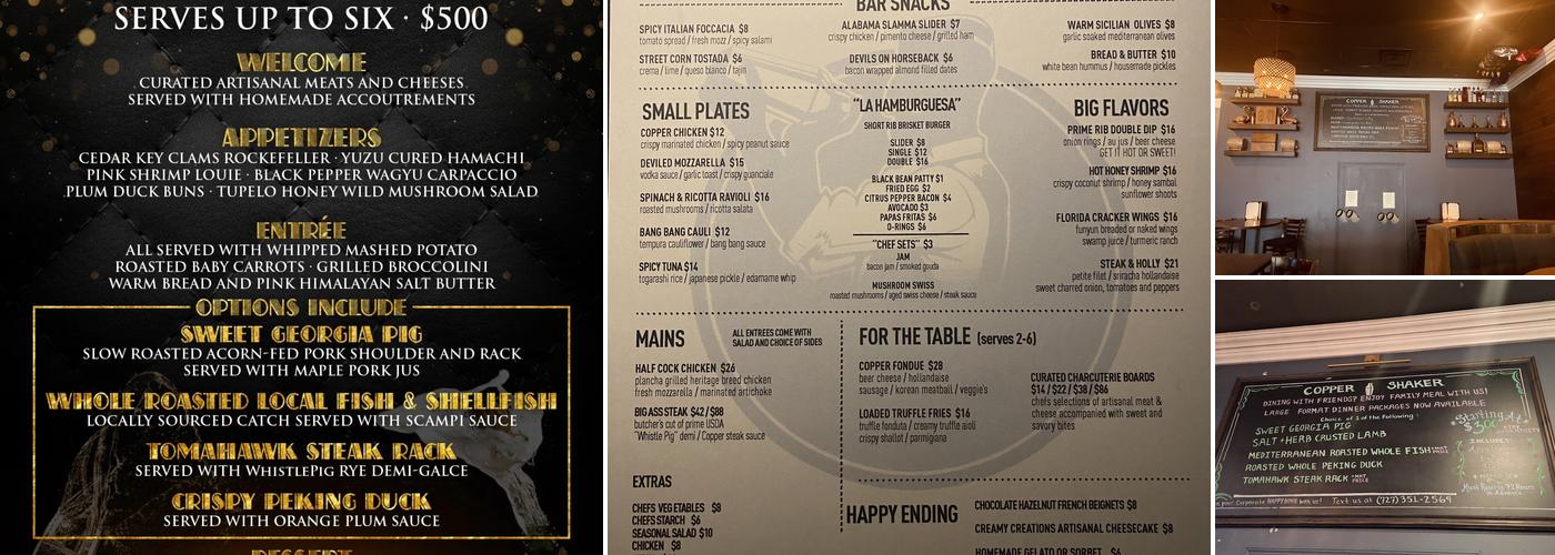 Copper Shaker Menu