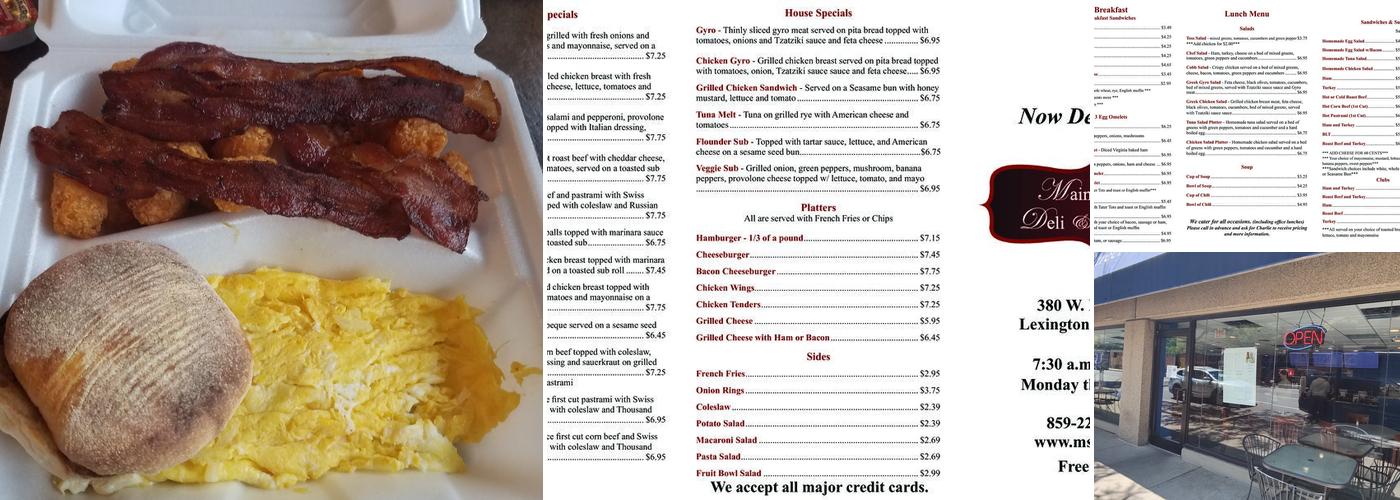 Main Street Deli Menu