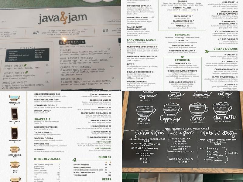 Java & Jam Menu