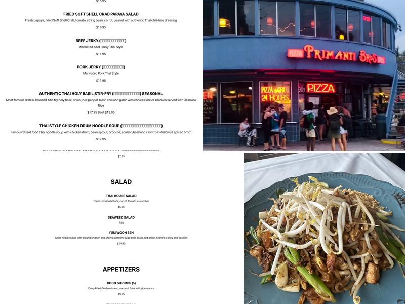 Thai On the Beach Menu